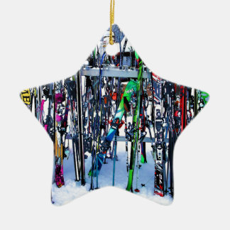 The Ski Party - Skis and Poles Ceramic Tree Decoration