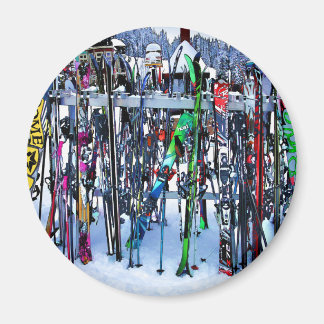 The Ski Party - Skis and Poles Magnet