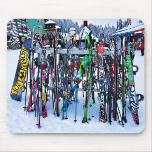 The Ski Party - Skis and Poles Mouse Mat