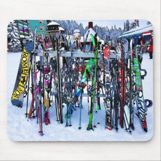 The Ski Party - Skis and Poles Mouse Mat