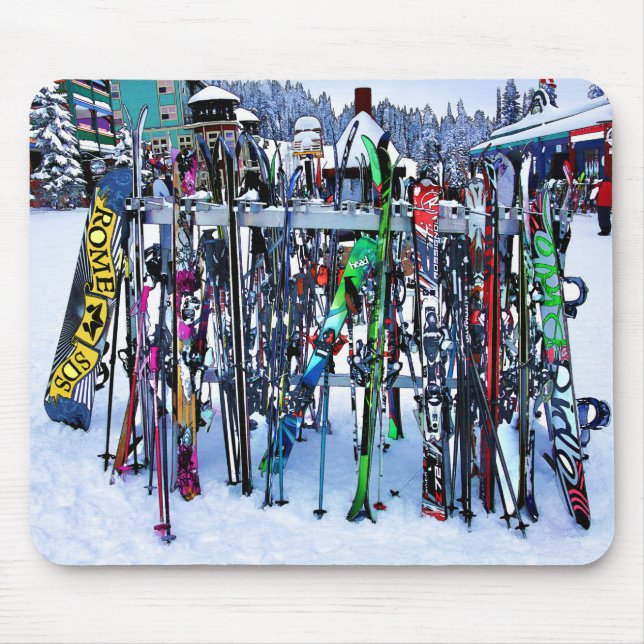 The Ski Party - Skis and Poles Mouse Mat (Front)