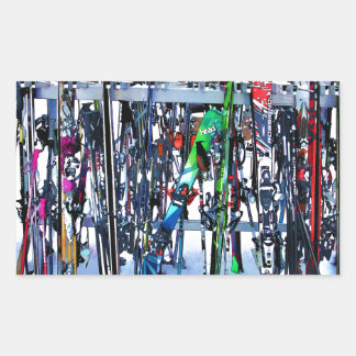 The Ski Party - Skis and Poles Rectangular Sticker