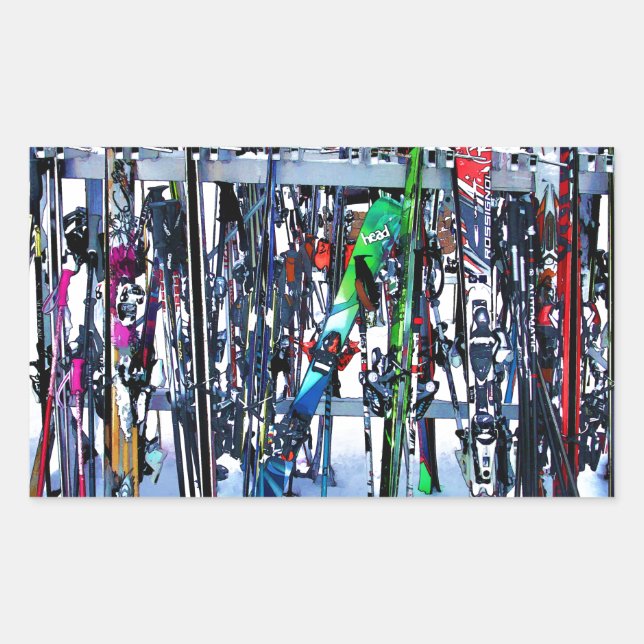 The Ski Party - Skis and Poles Rectangular Sticker (Front)