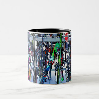 The Ski Party - Skis and Poles Two-Tone Coffee Mug