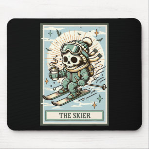 The Skier Skeleton Card Skiing Gift Spooky Season Mouse Mat