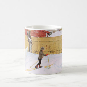 The Skier (Young Boy With Skis) (Winter Scene) Coffee Mug
