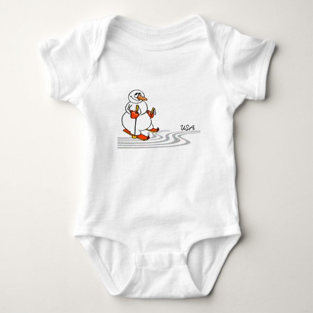 The Skiing Snowman - Baby Bodysuit (Front)
