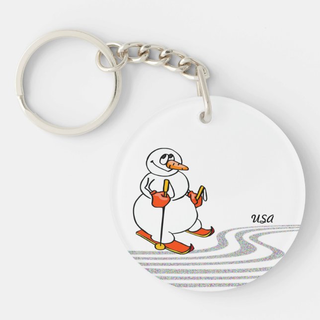 The Skiing Snowman - Key Ring (Front)
