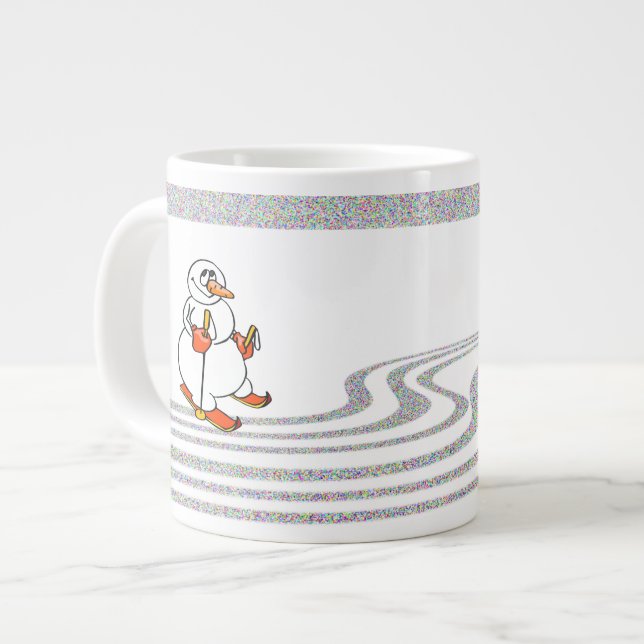 The Skiing Snowman - Large Coffee Mug (Front Left)