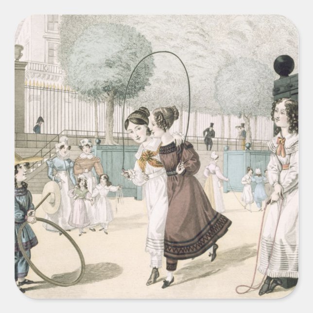 The Skipping Game, plate 115 from 'Le Bon Genre', Square Sticker (Front)