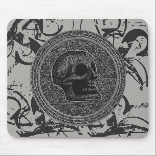 the Skull! (Circle Design ) 2018 Grey on Stone Mouse Mat