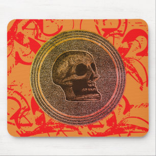 The Skull! (Circle Design ) 2018 Orange Red Mouse Mat