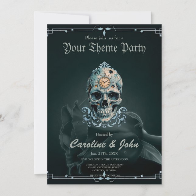 The Skull of Time: Roman numerals Invitation (Front)