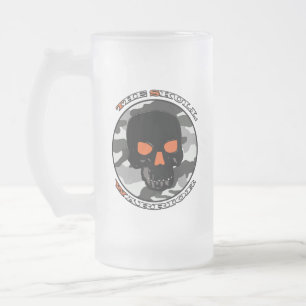 The skull warrior frosted glass beer mug
