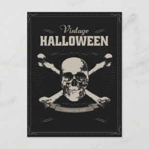 The Skull With Crossbones On A Black Background Postcard