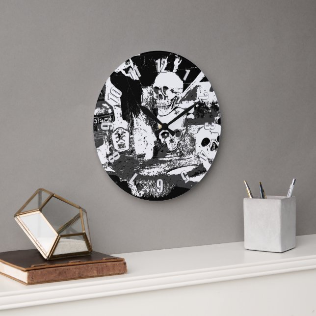 The Skulls Have It - Halloween Design Large Clock (Office)