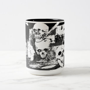 The Skulls Have It - Halloween Design Two-Tone Coffee Mug