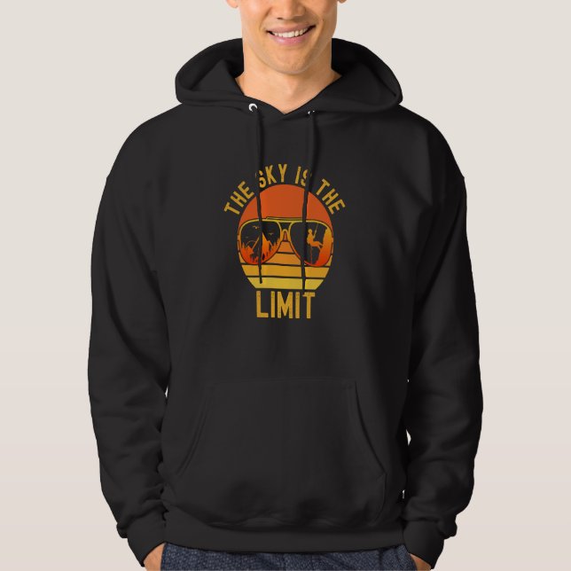 The Sky Is The Limit Retro Sunset Rock Climbing Cl Hoodie (Front)