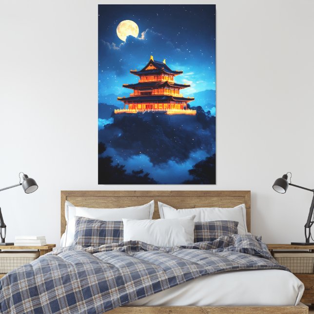 The Sky Palace at Midnight Canvas Print (Insitu(Bedroom))