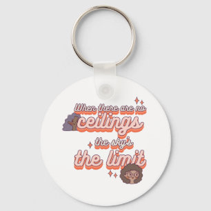 The sky’s the limit   Women's Rights Pink Retro  Key Ring