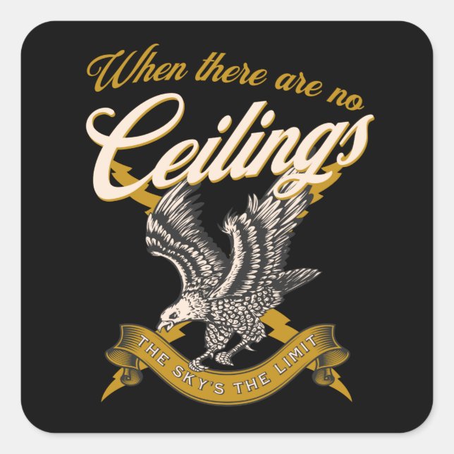 The sky’s the limit | Women's Rights Yellow Eagle  Square Sticker (Front)