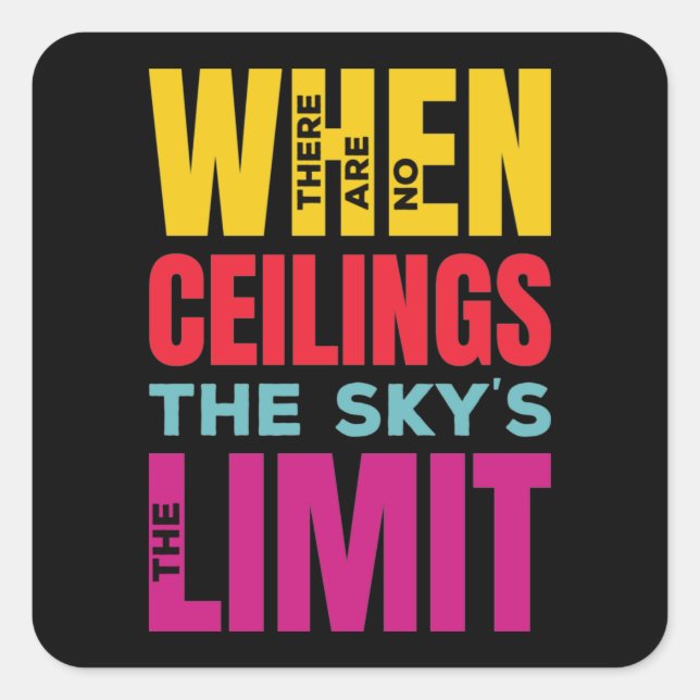 The sky’s the limit | Women's Rights Yellow Red  Square Sticker (Front)