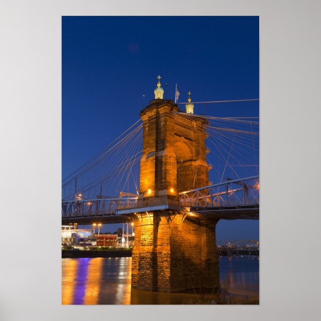 The skyline of Cincinnati, Ohio, USA at dusk Poster (Front)