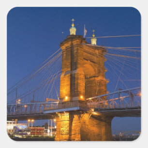 The skyline of Cincinnati, Ohio, USA at dusk Square Sticker