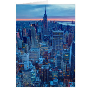 The skyscrapers of Manhattan are lit