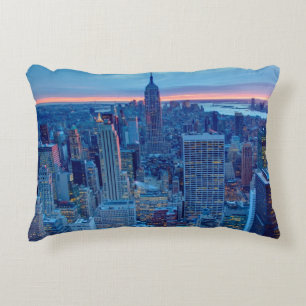 The skyscrapers of Manhattan are lit Decorative Cushion
