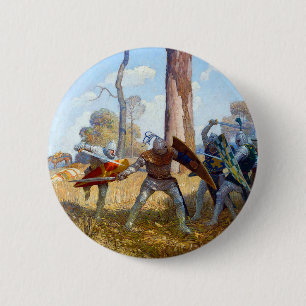 The Slaying of Sir Lamorak, c. 1922 by N.C. Wyeth 6 Cm Round Badge