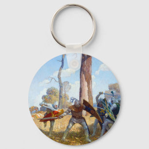 The Slaying of Sir Lamorak, c. 1922 by N.C. Wyeth Key Ring