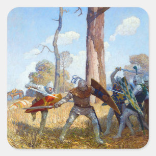 The Slaying of Sir Lamorak, c. 1922 by N.C. Wyeth Square Sticker