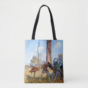 The Slaying of Sir Lamorak, c. 1922 by N.C. Wyeth Tote Bag