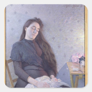 The Sleeping Flower Girl, 1892 Square Sticker