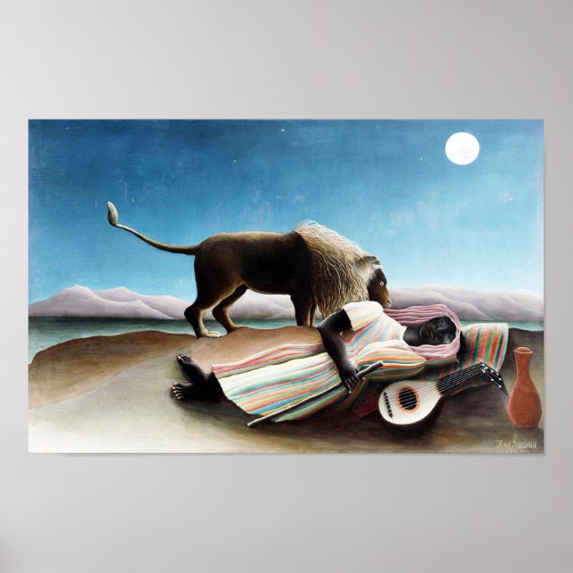 The Sleeping Gypsy, Henri Rousseau (1897) Poster (Front)
