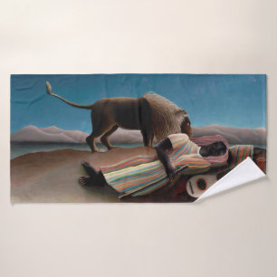 The Sleeping Gypsy, Henri Rousseau Bath Towel