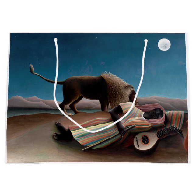 The Sleeping Gypsy, Henri Rousseau Large Gift Bag (Front)