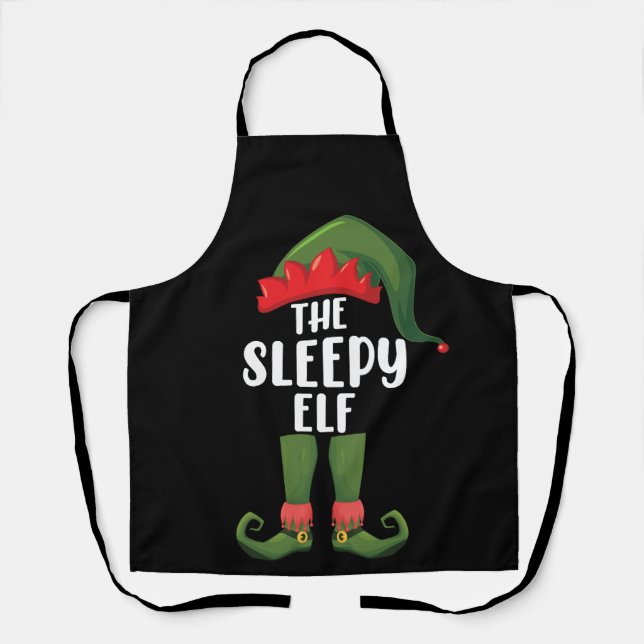 The Sleepy Elf Family Matching Group Christmas  Apron (Front)