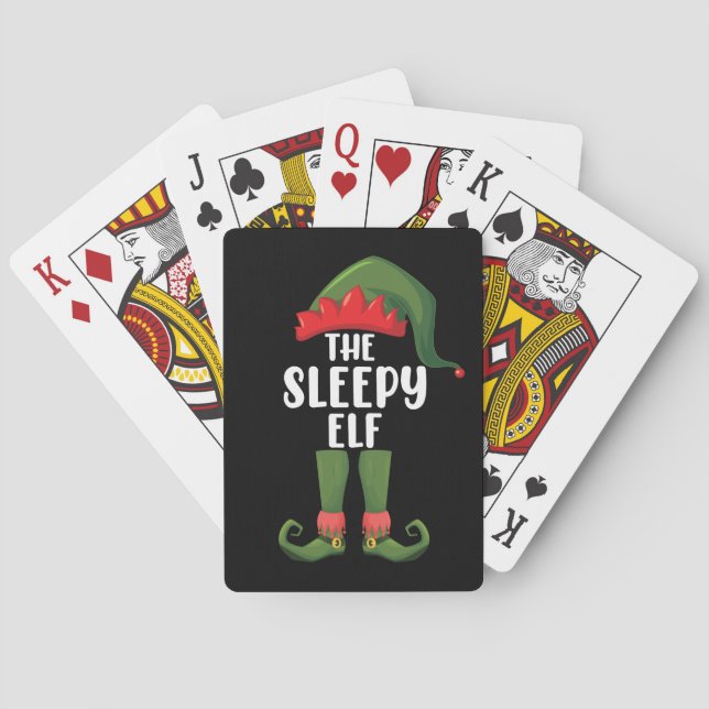 The Sleepy Elf Family Matching Group Christmas  Playing Cards (Back)