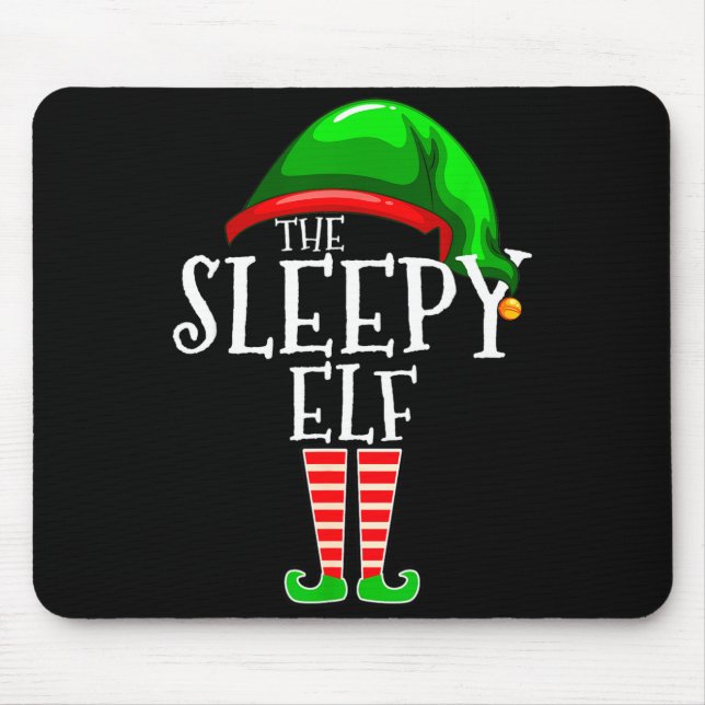 The Sleepy Elf Group Matching Family Christmas Gif Mouse Mat (Front)