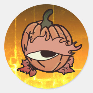 The Sleepy Eye of the Spooky Pumpkin Classic Round Sticker