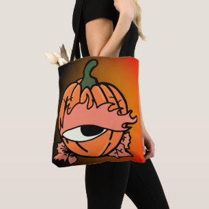 The Sleepy Eye of the Spooky Pumpkin Tote Bag
