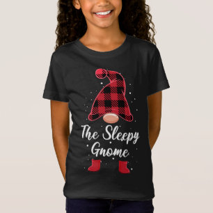 The Sleepy Gnome Buffalo Plaid Matching Xmas Famil T-Shirt
