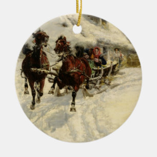 The Sleigh Ride, 1896 (oil on canvas) Ceramic Tree Decoration