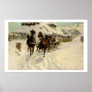 The Sleigh Ride, 1896 (oil on canvas) Poster