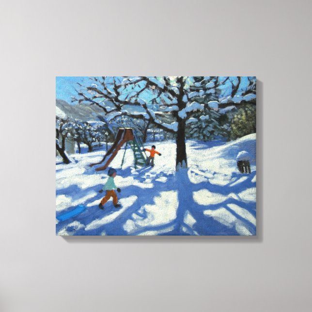 The slide in winter Bourg St Moritz Canvas Print (Front)