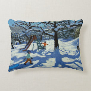 The slide in winter Bourg St Moritz Decorative Cushion