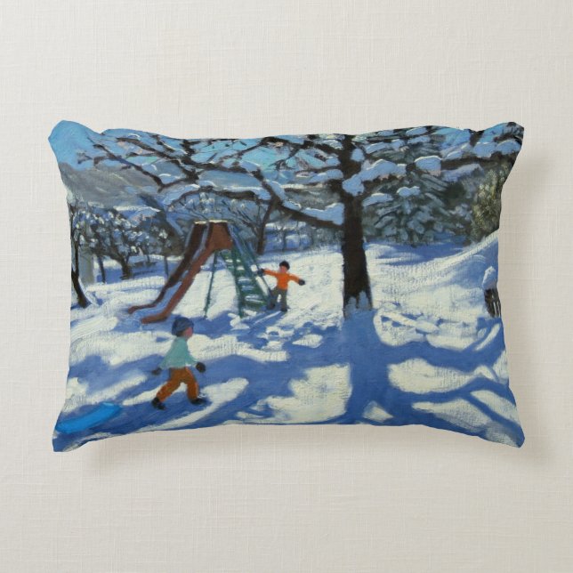 The slide in winter Bourg St Moritz Decorative Cushion (Front)