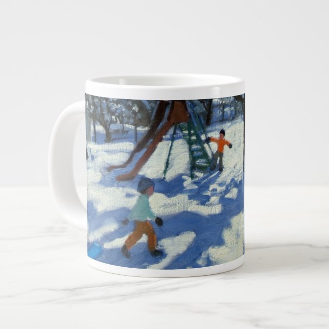 The slide in winter Bourg St Moritz Large Coffee Mug (Front Left)